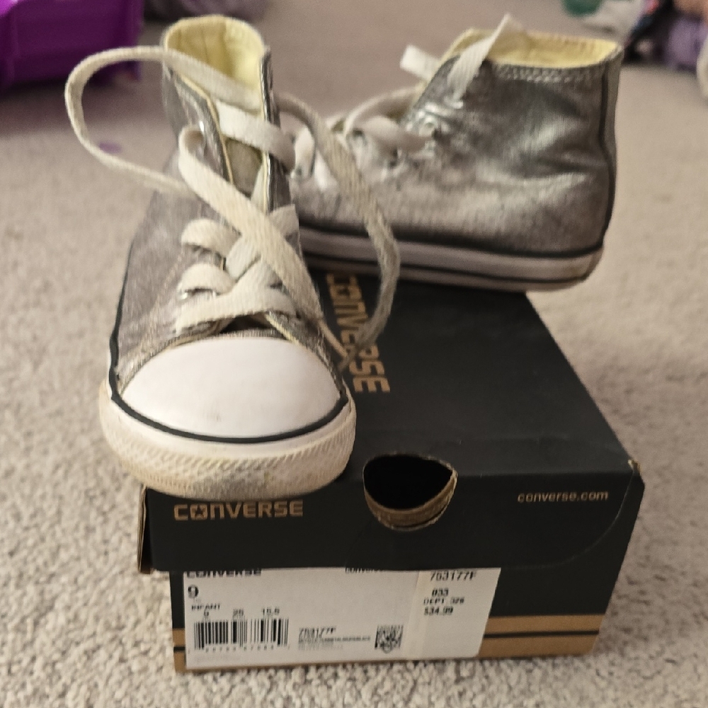 Converse Kids Metallic Silver High-Tops